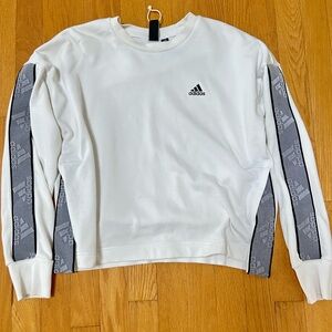 Adidas White and Gray Crewneck Sweater